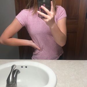 pink/red and white shirt